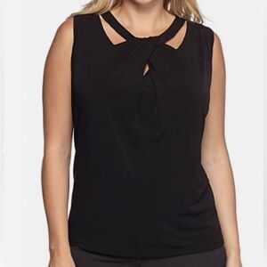 Nine West Black Twist-Front Sleeveless Blouse